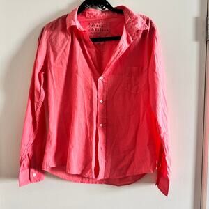 Frank & Eileen Barry Button-Up Top Orange Coral Collared Shirt Long Sleeve Sz S